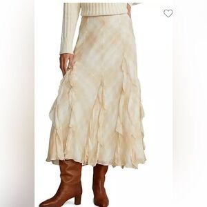 Ralph Lauren plaid ruffle midi skirt size 8
